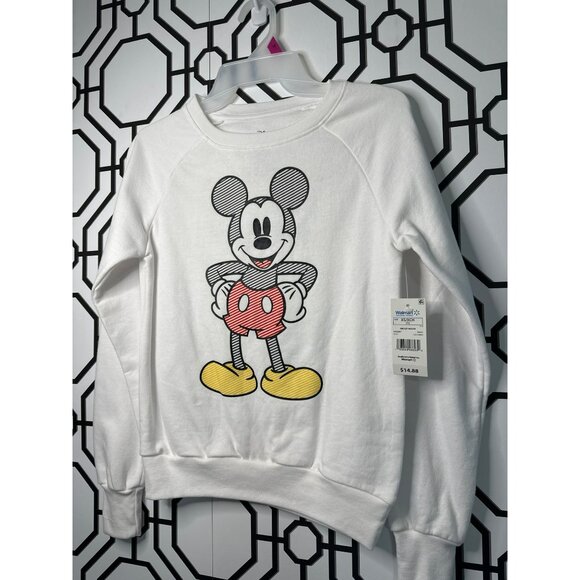 Disney Mickey Mouse Logo Long Sleeve Crew Neck Sweatshirt Junior Ladies, Size XS - Picture 6 of 8